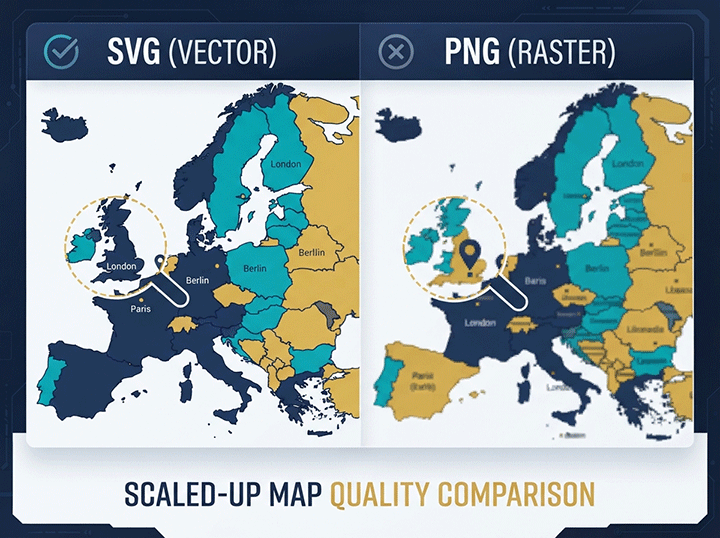 Vector (SVG) vs. Raster (PNG) Maps: Which is Best for Web Design?